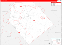Lavaca County, TX Digital Map Red Line Style