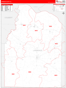 Lawrence County, AL Digital Map Red Line Style