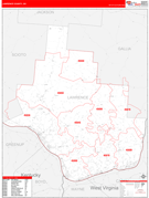 Lawrence County, OH Digital Map Red Line Style