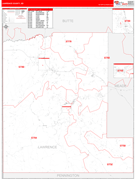 Lawrence County, SD Digital Map Red Line Style