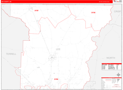 Lee County, GA Digital Map Red Line Style