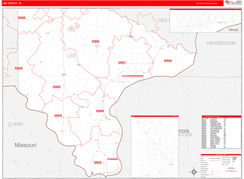 Lee County, IA Digital Map Red Line Style