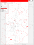 Lee County, MS Digital Map Red Line Style