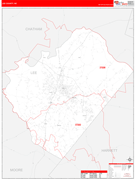 Lee County, NC Digital Map Red Line Style