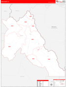 Lemhi County, ID Digital Map Red Line Style