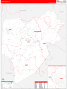 Lenoir County, NC Digital Map Red Line Style