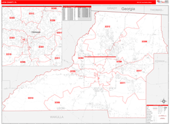 Leon County, FL Digital Map Red Line Style