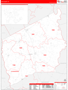 Leon County, TX Digital Map Red Line Style