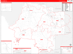 Levy County, FL Digital Map Red Line Style