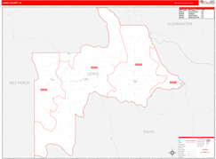 Lewis County, ID Digital Map Red Line Style