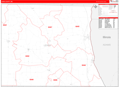 Lewis County, MO Digital Map Red Line Style