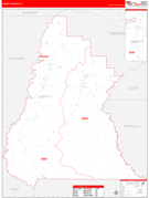 Liberty County, FL Digital Map Red Line Style