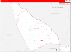Lincoln County, GA Digital Map Red Line Style