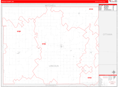 Lincoln County, KS Digital Map Red Line Style