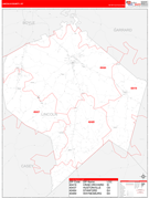 Lincoln County, KY Digital Map Red Line Style