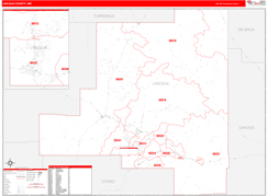 Lincoln County, NM Digital Map Red Line Style