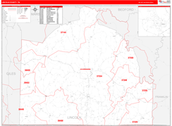 Lincoln County, TN Digital Map Red Line Style