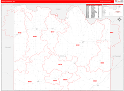 Lincoln County, WA Digital Map Red Line Style