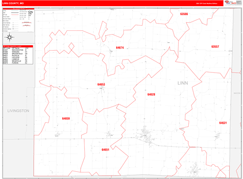 Linn County, MO Digital Map Red Line Style