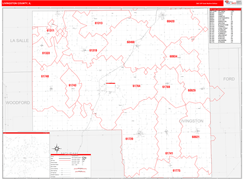 Livingston County, IL Digital Map Red Line Style