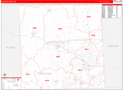 Livingston County, MI Digital Map Red Line Style