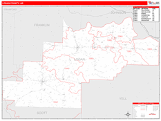 Logan County, AR Digital Map Red Line Style