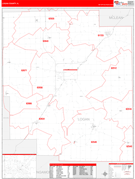 Logan County, IL Digital Map Red Line Style