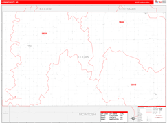 Logan County, ND Digital Map Red Line Style