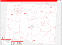 Logan County, OH Digital Map Red Line Style