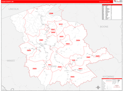 Logan County, WV Digital Map Red Line Style