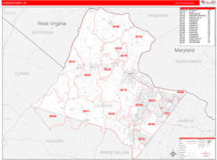 Loudoun County, VA Digital Map Red Line Style