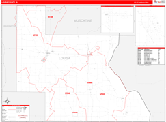 Louisa County, IA Digital Map Red Line Style