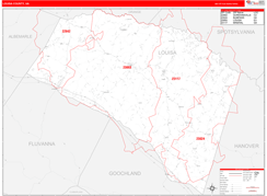 Louisa County, VA Digital Map Red Line Style