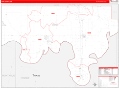Love County, OK Digital Map Red Line Style