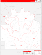 Lowndes County, AL Digital Map Red Line Style