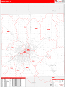 Lubbock County, TX Digital Map Red Line Style