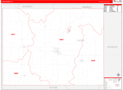 Lucas County, IA Digital Map Red Line Style