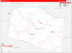 Lunenburg County, VA Digital Map Red Line Style