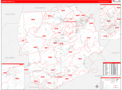 Luzerne County, PA Digital Map Red Line Style