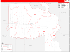 Lyman County, SD Digital Map Red Line Style