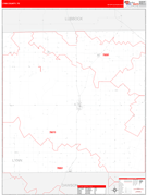 Lynn County, TX Digital Map Red Line Style