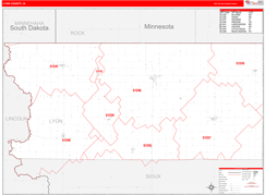 Lyon County, IA Digital Map Red Line Style