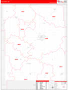 Lyon County, MN Digital Map Red Line Style