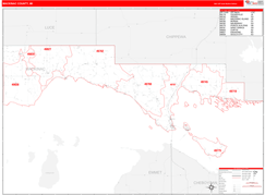 Mackinac County, MI Digital Map Red Line Style