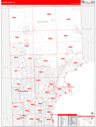 Macomb County, MI Digital Map Red Line Style