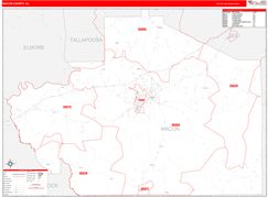 Macon County, AL Digital Map Red Line Style