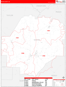 Macon County, GA Digital Map Red Line Style
