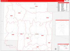 Macon County, MO Digital Map Red Line Style