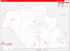 Macon County, NC Digital Map Red Line Style