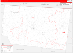 Macon County, TN Digital Map Red Line Style